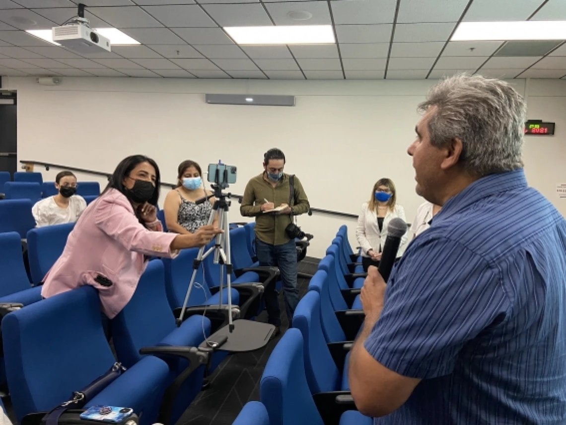 journalists interviewing a person